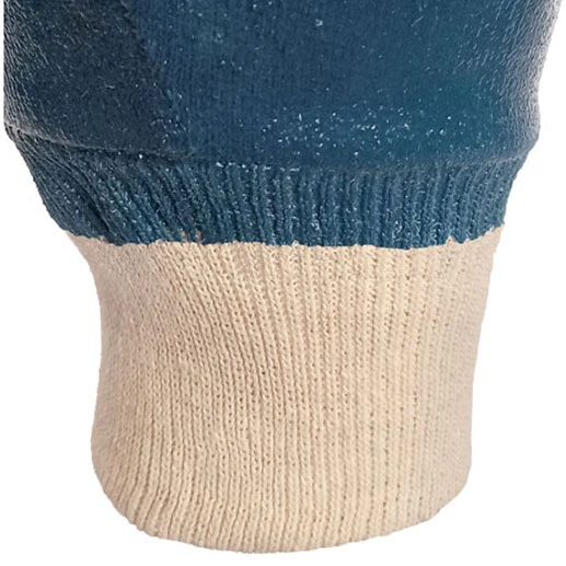 GUANTE NITRILO AZUL PUÑO TEJIDO DEDOS