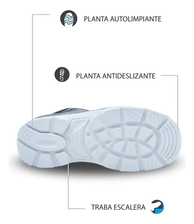 ZAPATO DE SEGURIDAD OMBU MOD. OZONO PUNTERA DE ACERO Color NEGRO. Talles 36 AL 47 - Image 5